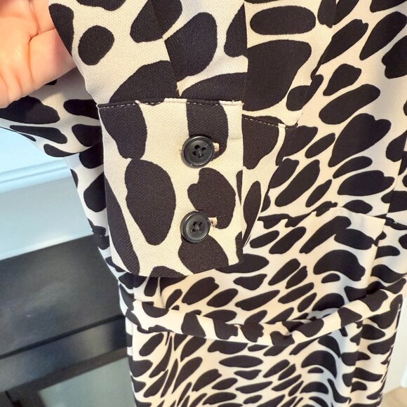 π€ LOFT Petites Black & Cream Animal Print Dress | 6P - Picture 5 of 10